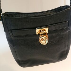 Michael Kors black with gold hardware Hamilton crossbody messenger bag, EUC